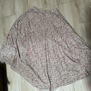 Dusty rose and cream cheetah print pleated midi skirt size L